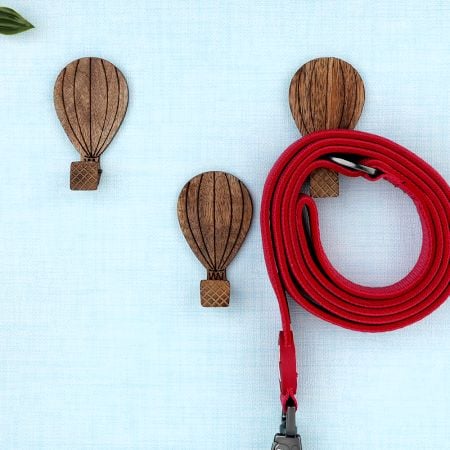 Wooden Adhesive Hot Air Balloon Shape Wall Hooks-3 Pieces
