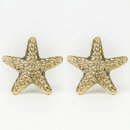 Handcrafted Golden Brass Starfish Cabinet Pull Knob-1 Piece