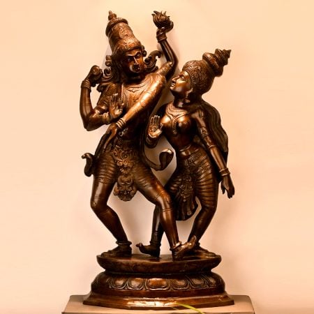 Handcrafted Brass Radha Krishna Dancing Statue – Antique Finish Spiritual Home Decor Idol