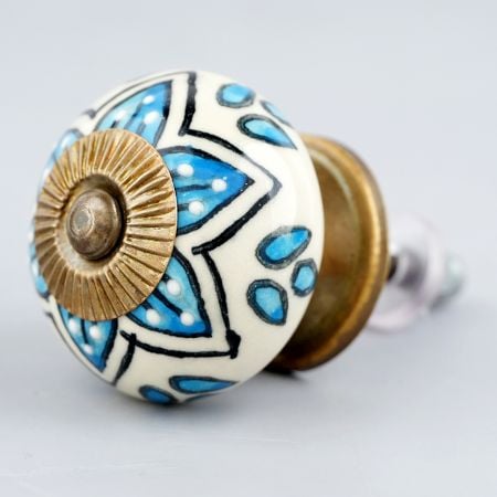 Turquoise Floral Drawer Knob