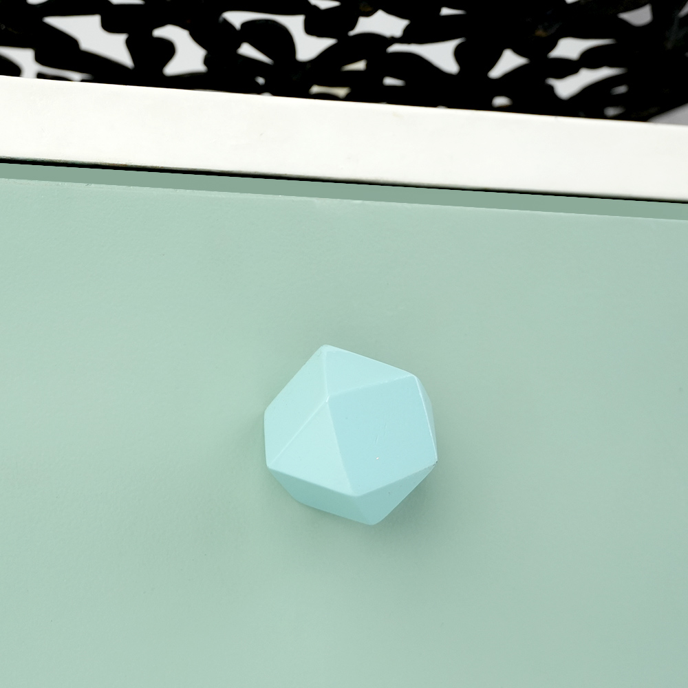 Turquoise Geometric Wooden Cabinet Knob