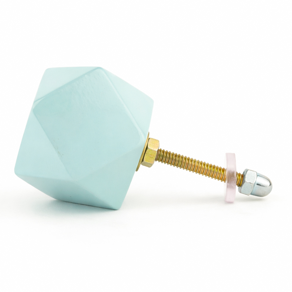 Turquoise Geometric Wooden Cabinet Knob