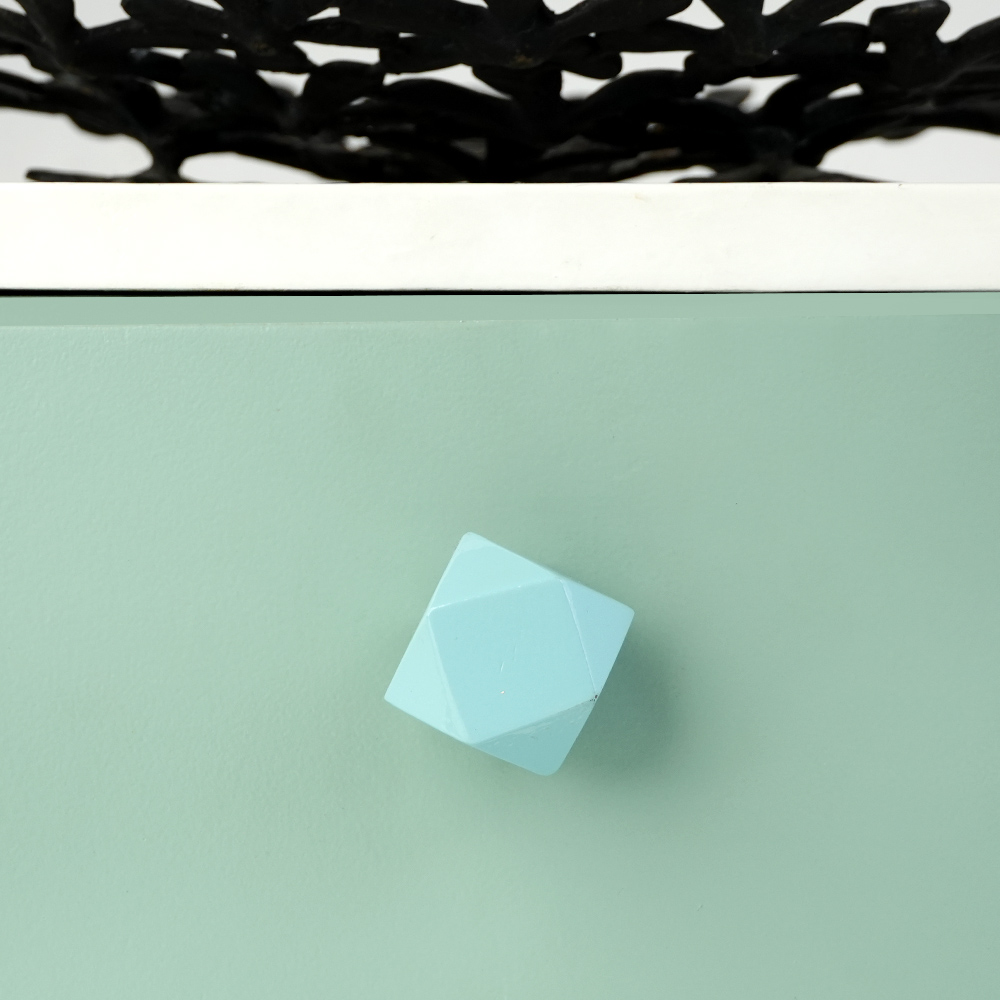 Turquoise Geometric Wooden Cabinet Knob