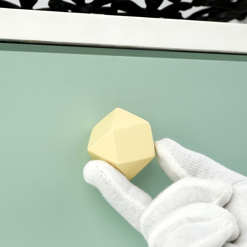 Cream Geometric Wooden Cabinet Knob