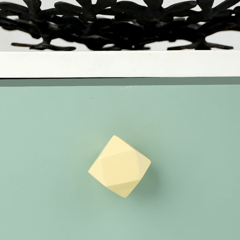Cream Geometric Wooden Cabinet Knob