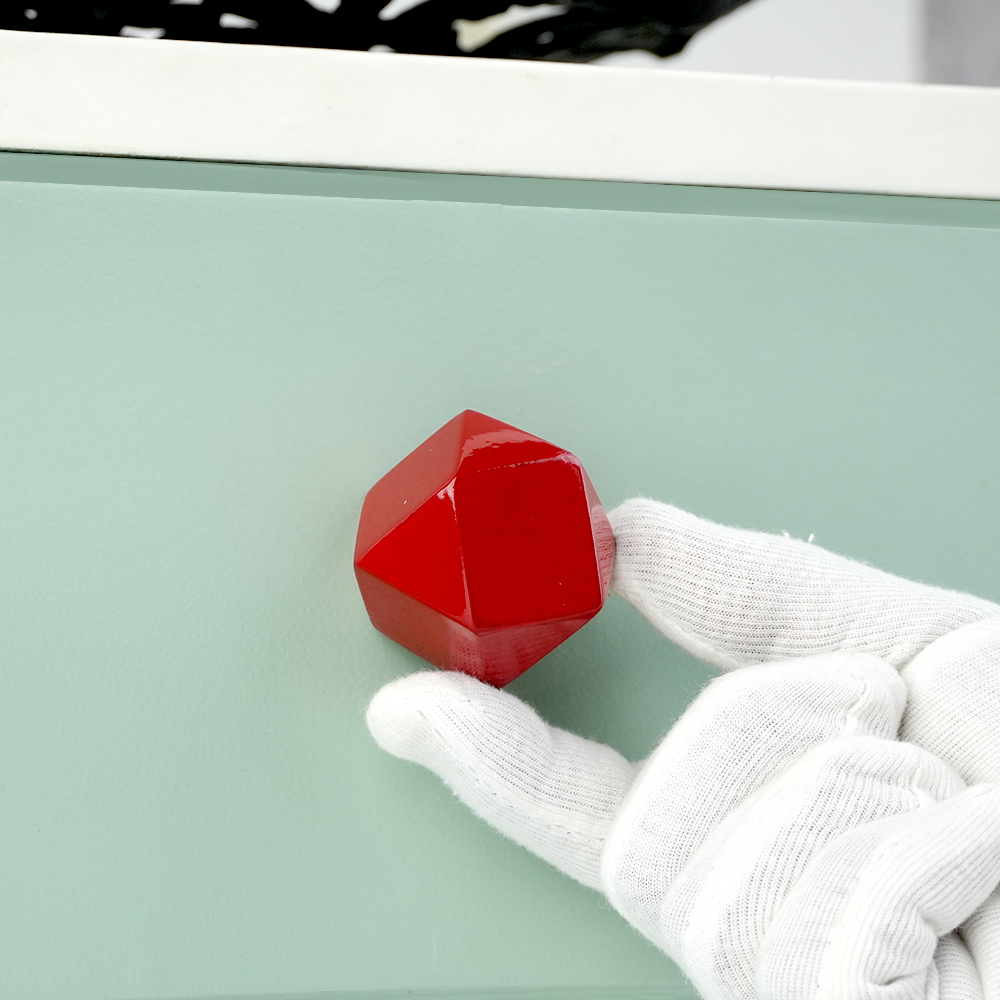 Red Geometric Wooden Cabinet Knob
