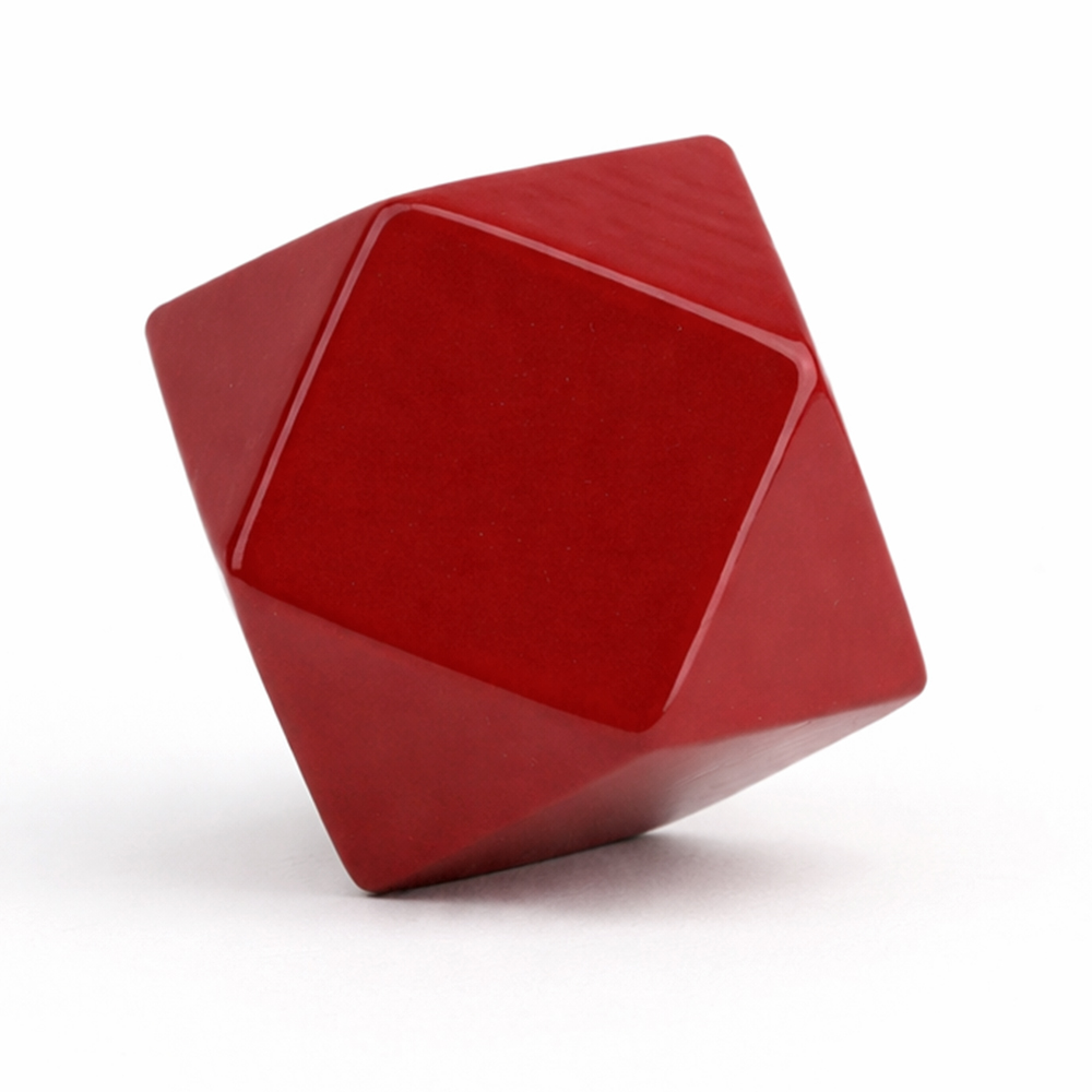 Red Geometric Wooden Cabinet Knob