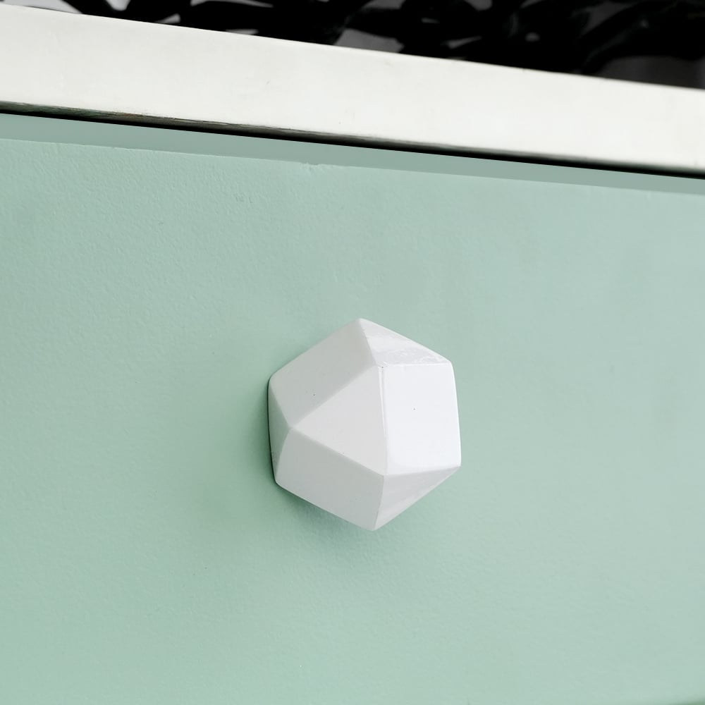 White Geometric Wooden Cabinet Knob