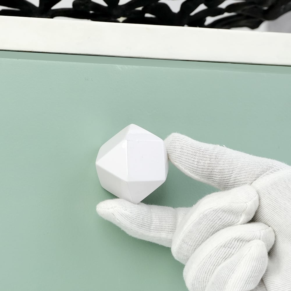 White Geometric Wooden Cabinet Knob