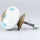 White Blue Star Cabinet Knob