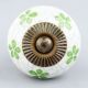 Pea  Green Floral Crackle Ceramic Dresser Knob