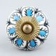 Handpainted Turquoise Floral Ceramic Knob