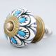 Handpainted Turquoise Floral Ceramic Knob