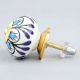 Handpainted Turquoise Floral Ceramic Knob