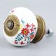White Floral Leafy Painted Knob
