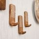 Wooden Brown White Pattern Adhesive Hook - Pack of 3