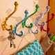 6 Pieces Multicolor Double Prong Iron Decorative Wall Hooks