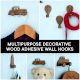 Wooden Adhesive Hot Air Balloon,Car And Rocket Shape Wall Hooks-Pack of 3