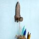 Natural Wooden Adhesive Rocket Shape Coat Wall Hook-Pack of 3