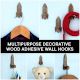Natural Wooden Adhesive Rocket Shape Coat Wall Hook-Pack of 3