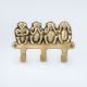 Golden Brass Four Monkeys Wall Hook