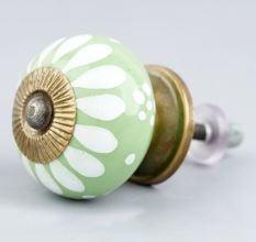 Sage Green Floral Ceramic Wardrobe Knobs Online