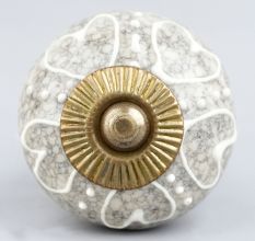 White Heart Crackle Ceramic Dresser Knob