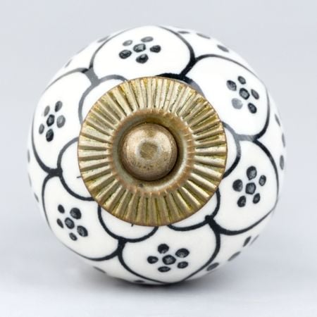 Black Poinsettia Flower Ceramic Knob