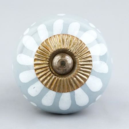 Light Grey Handpainted Floral Knob