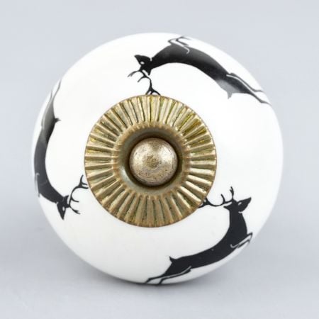 Black Running Rein Deer Pattern Ceramic Dresser Knob Online