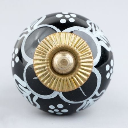 Black Ceramic Floral Drawer Knobs