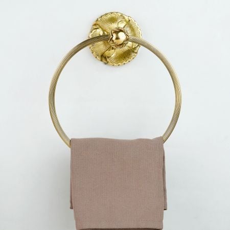 Bronze Brass Floral Base Bathroom Hardware Accessories Set of 4