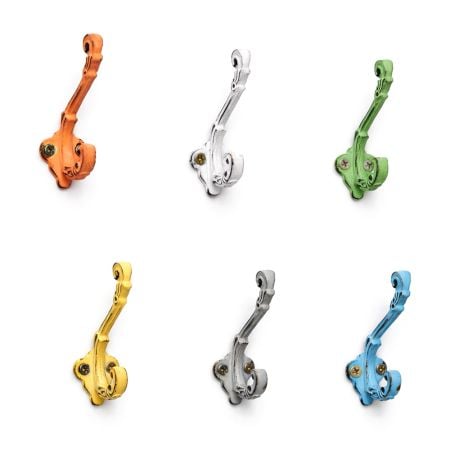 6 Pieces Multicolor Double Prong Iron Decorative Wall Hooks