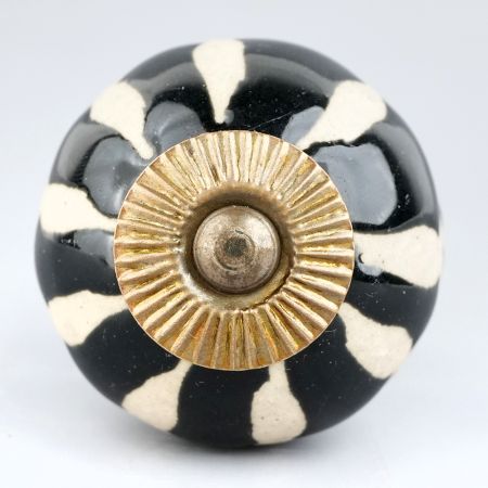 Black Floral Ceramic Cabinet Knob