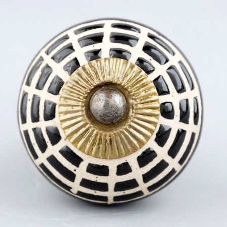 Black Spider Net Etched Ceramic Cabinet Knobs