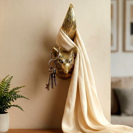 Handmade Antique Golden Fox Design Aluminium Wall Hook