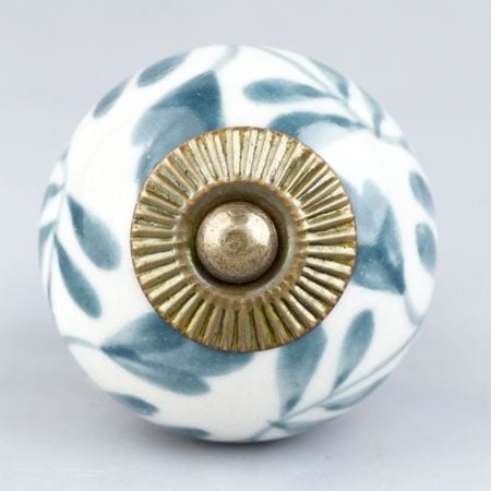 Grey Leaf Ceramic Knob (1)