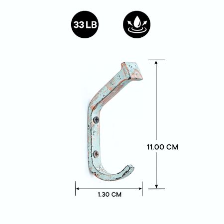 6 Pieces Double Prong Rustic Hooks Antique Cast Iron Hooks