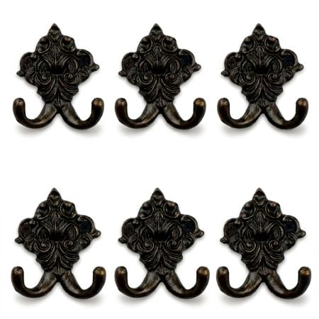 6 Pieces Antique Iron Heavy Duty Wall Hooks