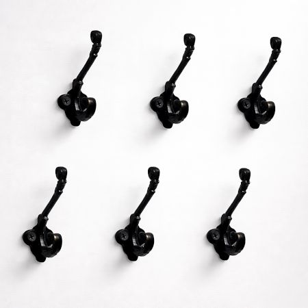 6 Pieces Black Decorative Cast Iron Coat Hooks