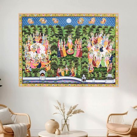 Krishna Raas Leela Traditional Pichwai Art Painting