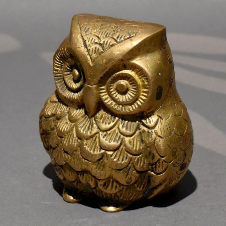 Handcrafted Brass Owl Figurine Vintage Decor