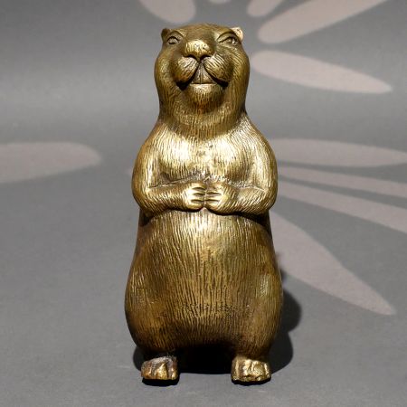 Handmade Brass Standing Beaver Decorative Figurine