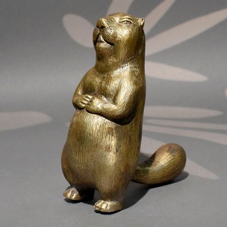 Handmade Brass Standing Beaver Decorative Figurine
