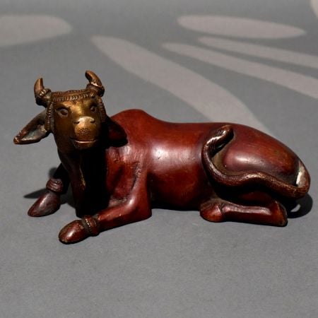 Handcrafted Brass Resting Cow Idol Figurine