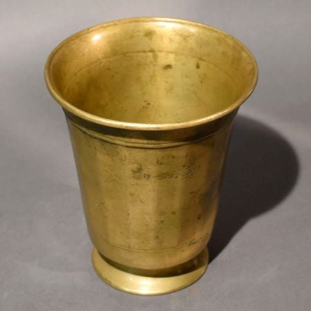 Antique Patina Brass Pedestal Pooja Cup