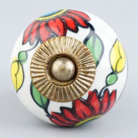 Red Flower Ceramic Knob