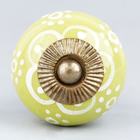 Lime Floral Ceramic Knob