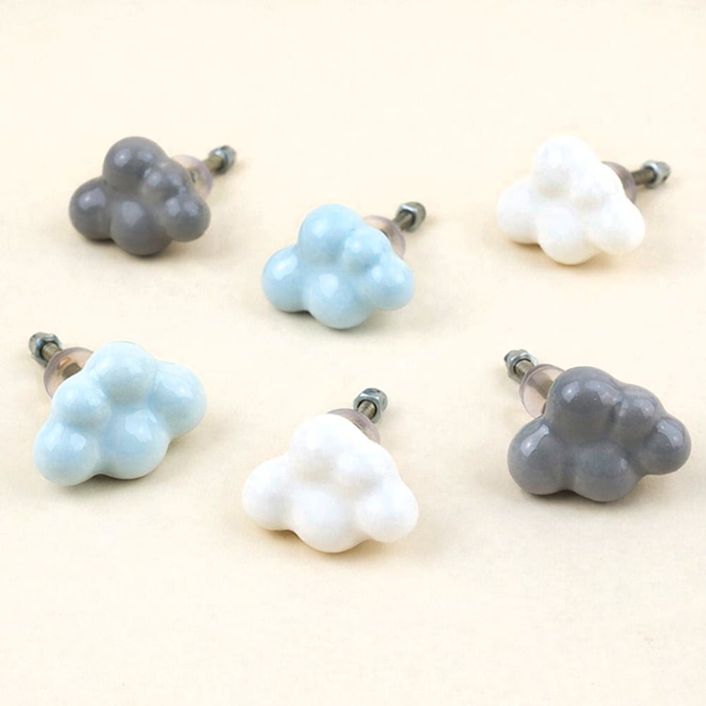 Multicolor Handmade Ceramic Cloud Shape Dresser Knobs-6 Pieces