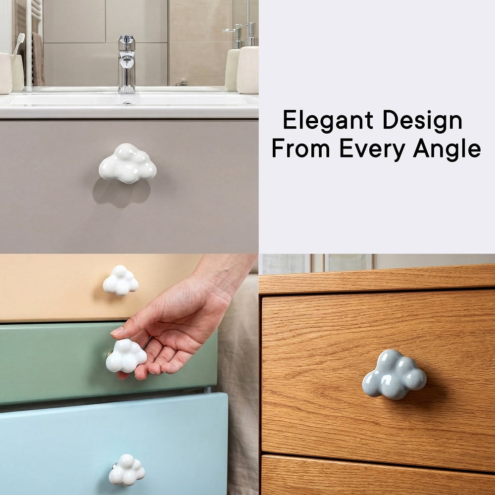 Multicolor Handmade Ceramic Cloud Shape Dresser Knobs-6 Pieces